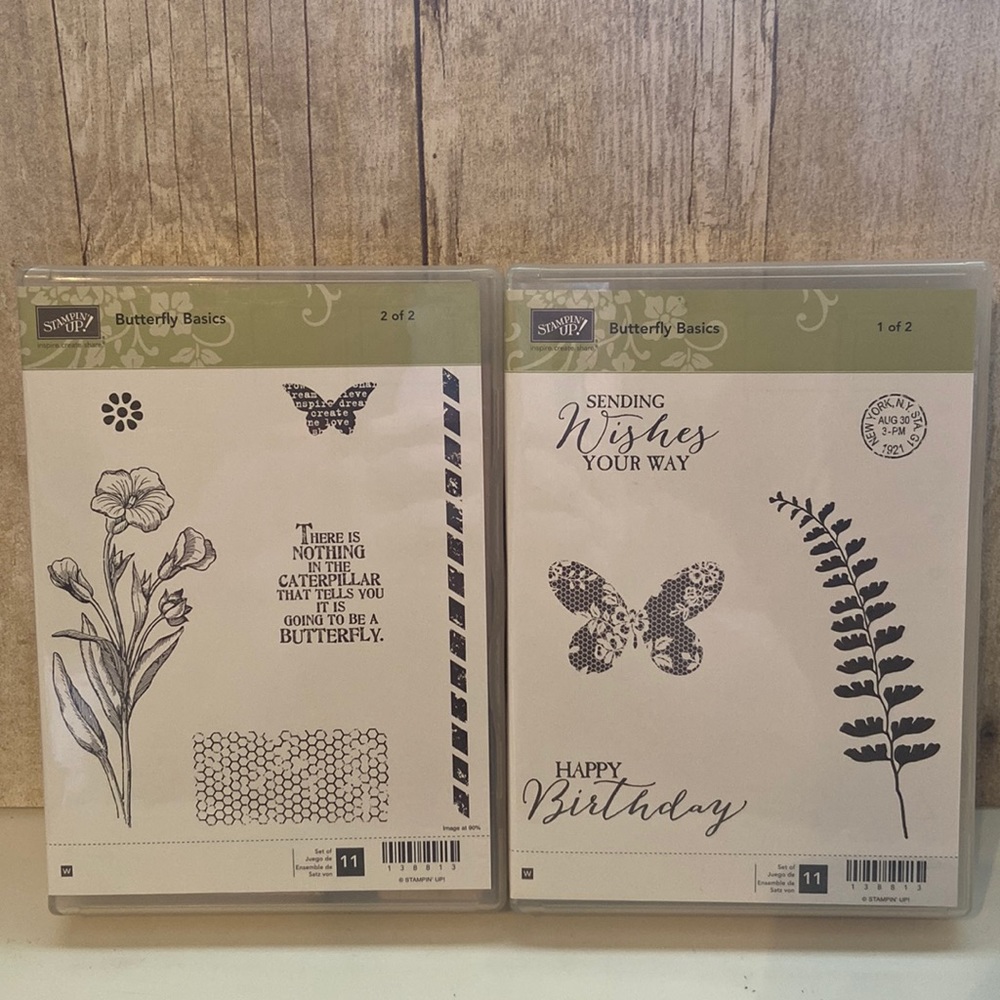 Butterfly Basics StampinUp wood Mount stamp set 2 boxes set